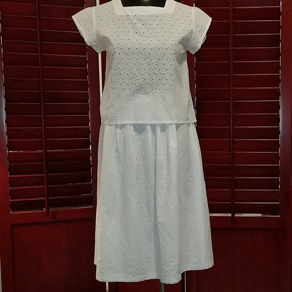 Skirt & Top White Eyelet